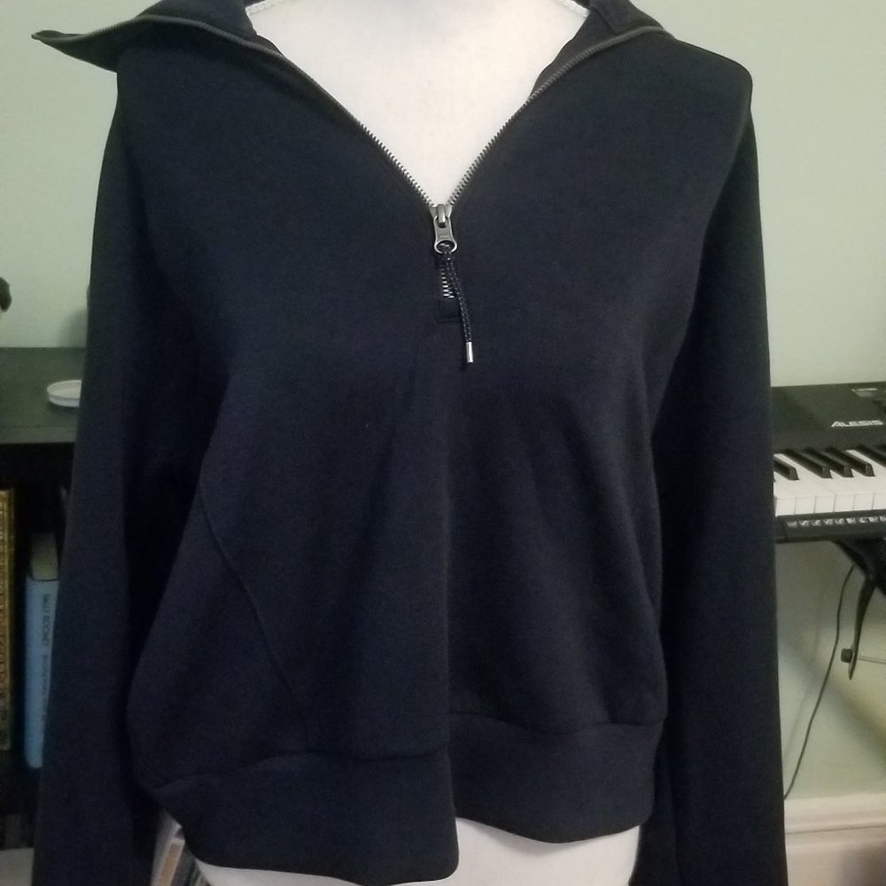 Spanx Air Essentials Half-Zip Navy Top